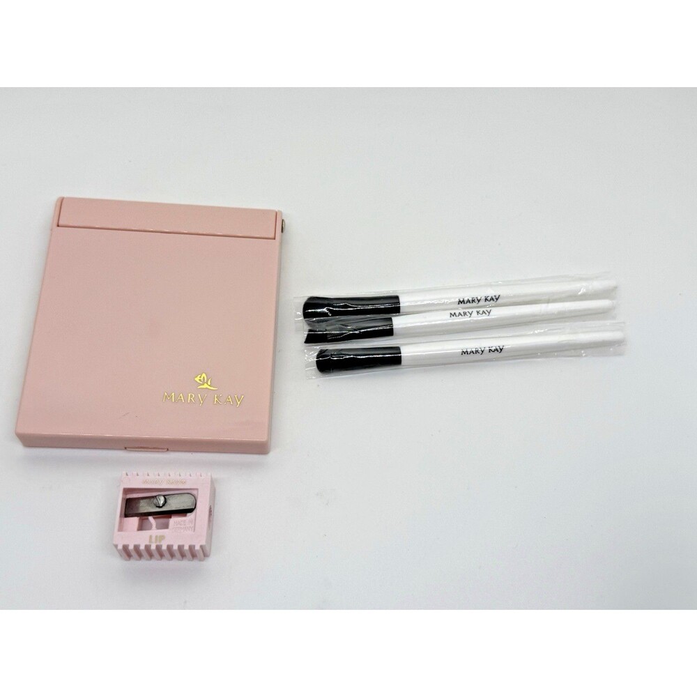 Mary Kay Makeup Brush Set Eyeshadow‎ Eyeliner Smudge Mirror Sharpener 5 Pieces